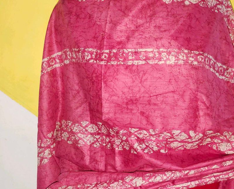 Pink Batik Print Pure Cotton Dupatta