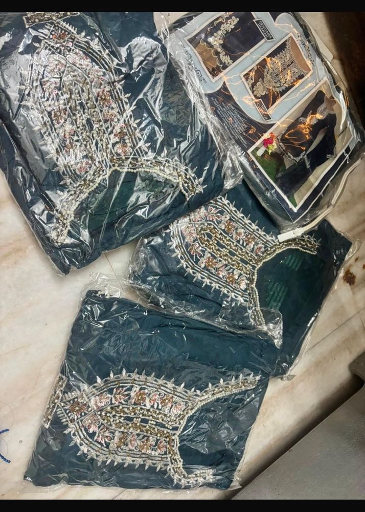 Embroidered Teal Kurta Set