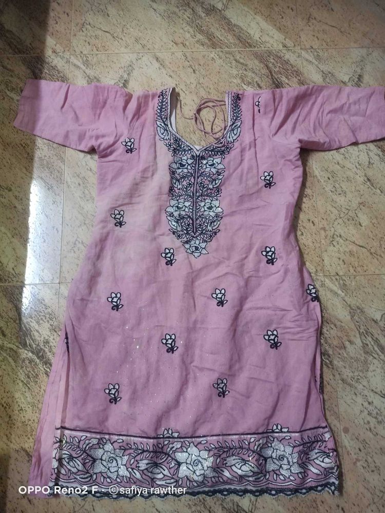 Pink Embroidered Kurta