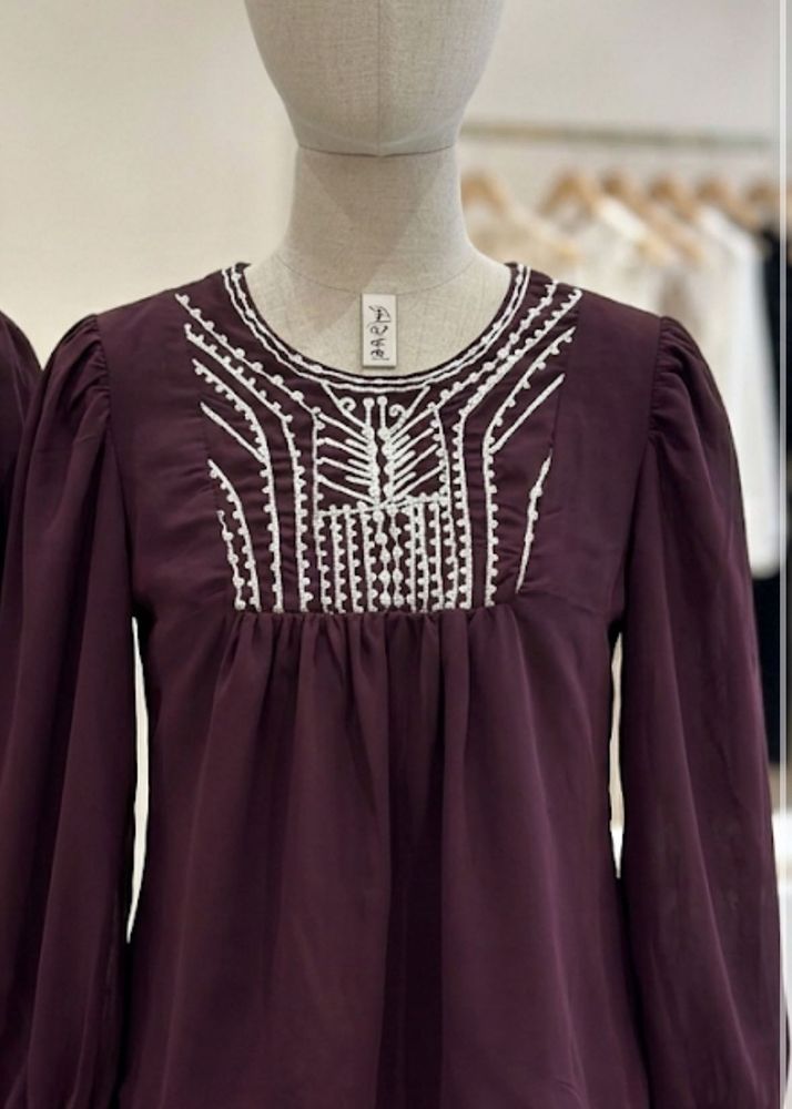 Embroidered Maroon Kurta Top