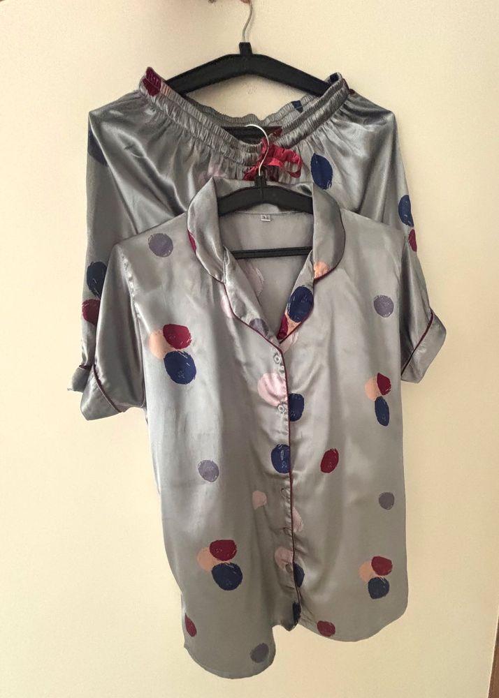 XL Satin Polka Dot Pajama Shorts