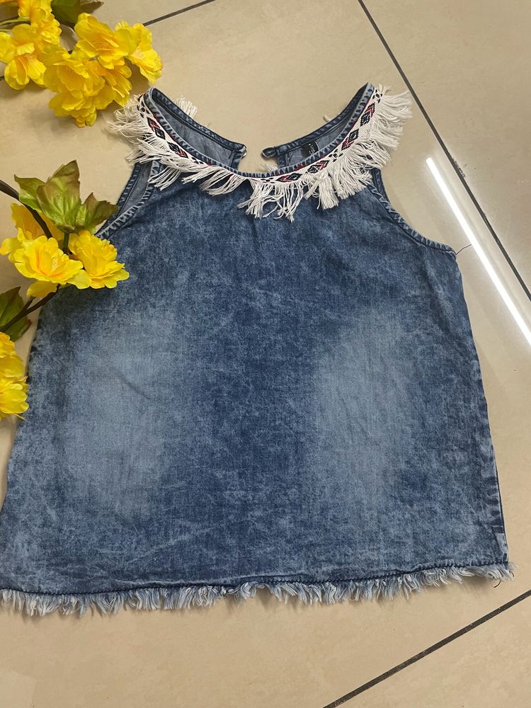 Sleeveless Denim Top