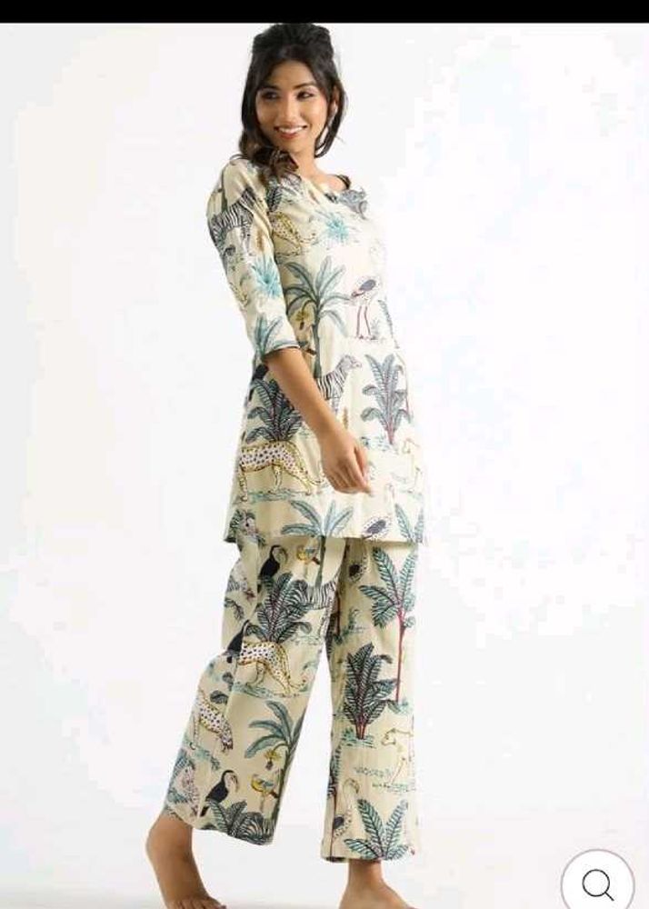 Bohemian Tropical Print Kurta Set