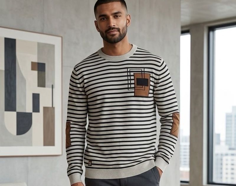 Men's Striped Crew Neck Sweater