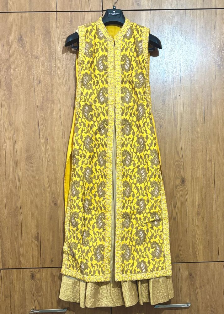 yellow jacket dress (ethnic gown) suit