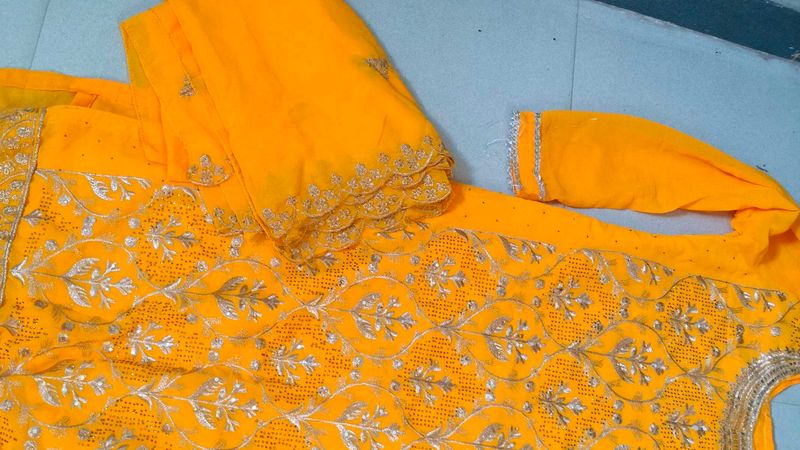 Stunning Yellow Embroidered Lehenga Choli Set