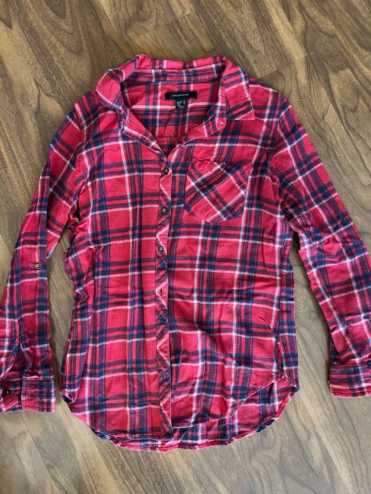 Red Plaid Long Sleeve Shirt