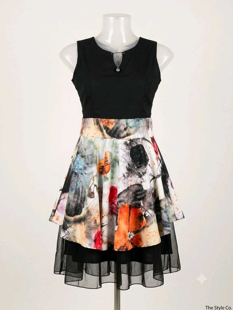 Unique Floral Print Sleeveless Dress
