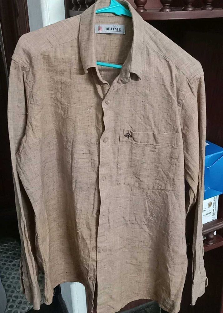 Men's Brown Button-Up Shirt