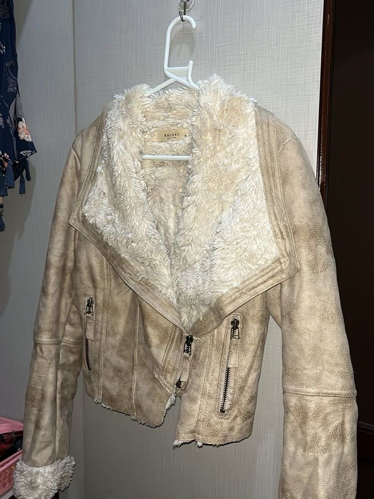 SALE Faux Suede Sherpa Lined Biker Jacket