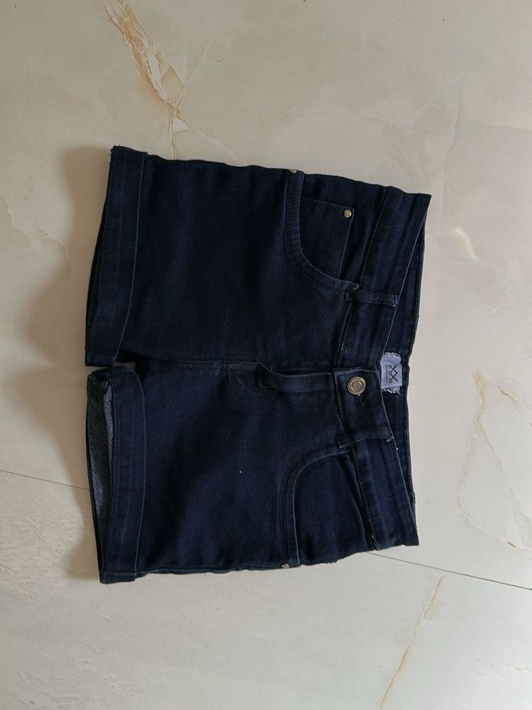 Dark Wash Cuffed Denim Shorts