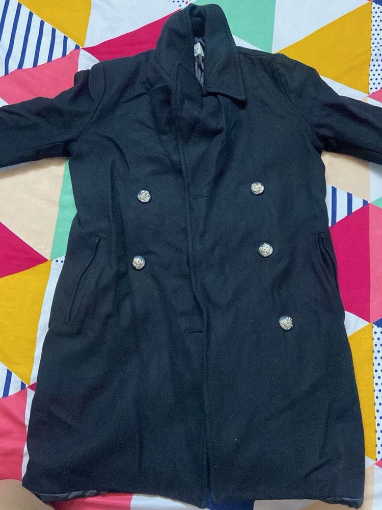Classic Black Double-Breasted Coat