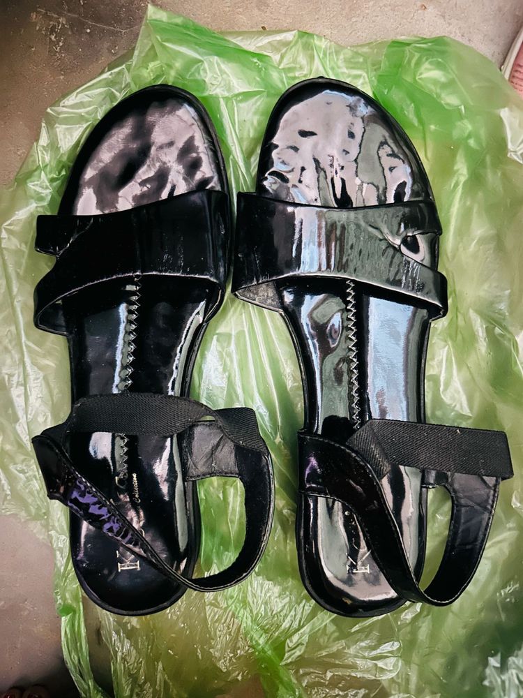 Black Patent Leather Sandals