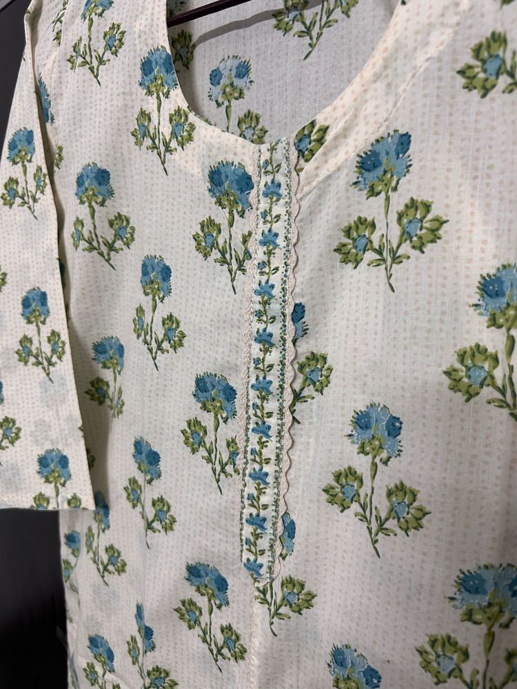 Floral Cream Print Kurta