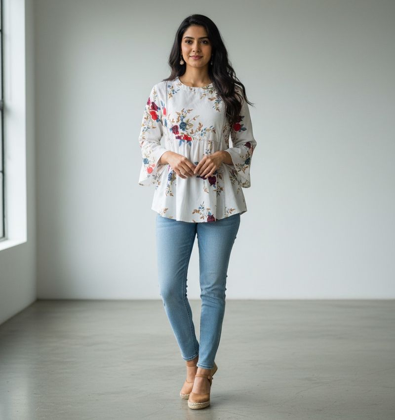 White Printed Top (Women's)