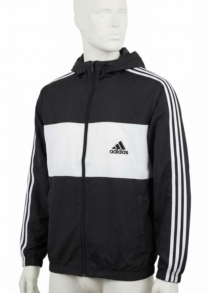 Adidas Men's Black &amp; White Windbreaker Jacket