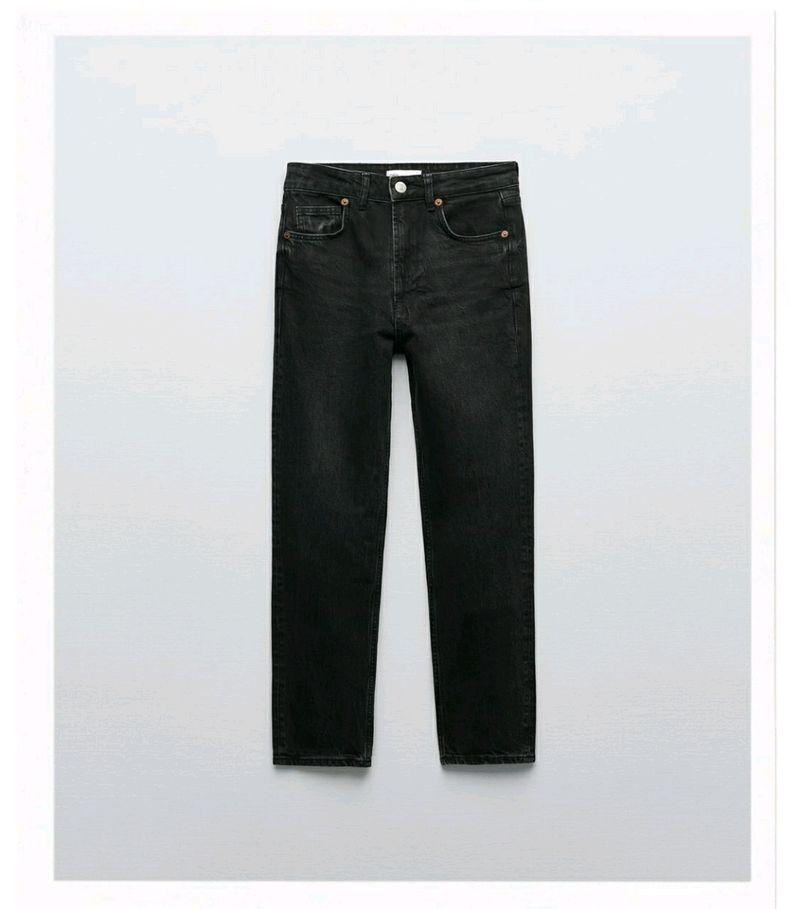 Zara MOM-FIT HIGH-WAIST JEANS - Faded Black