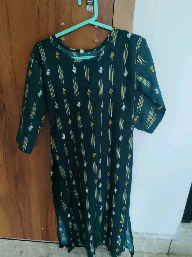Green Printed Kurta