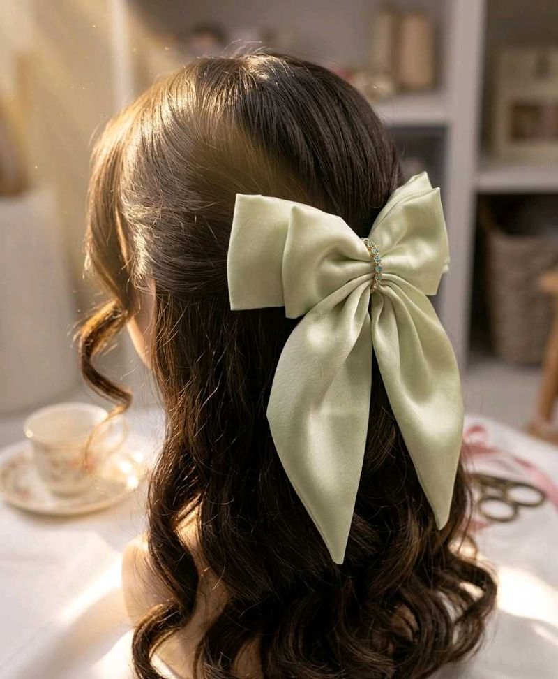 handmade Elegant Satin Bow Hair Clip