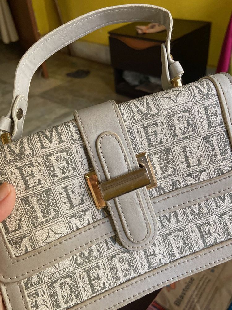 Stylish Grey Monogram Handbag