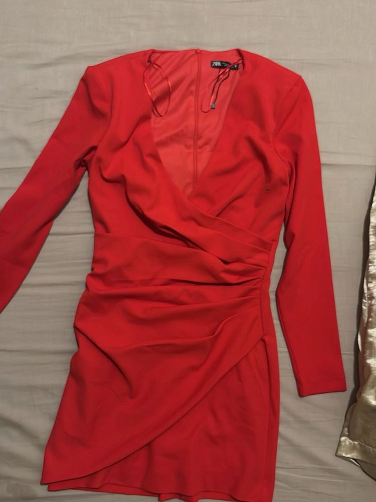 Formal Red Ruched Mini Dress