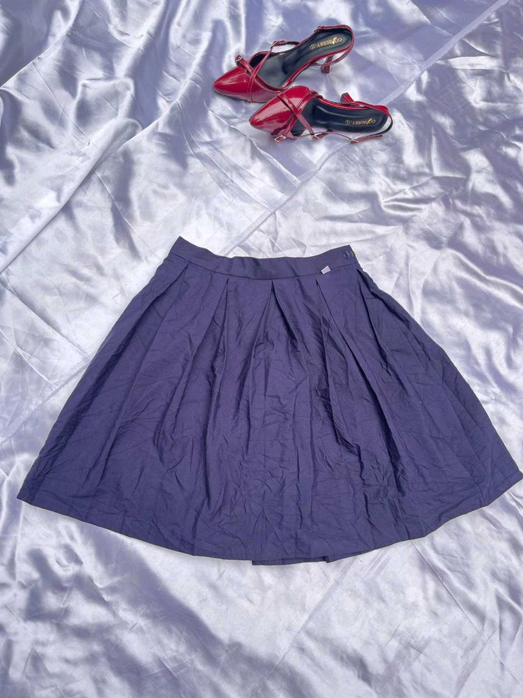 Pleated A-Line Midi Skirt