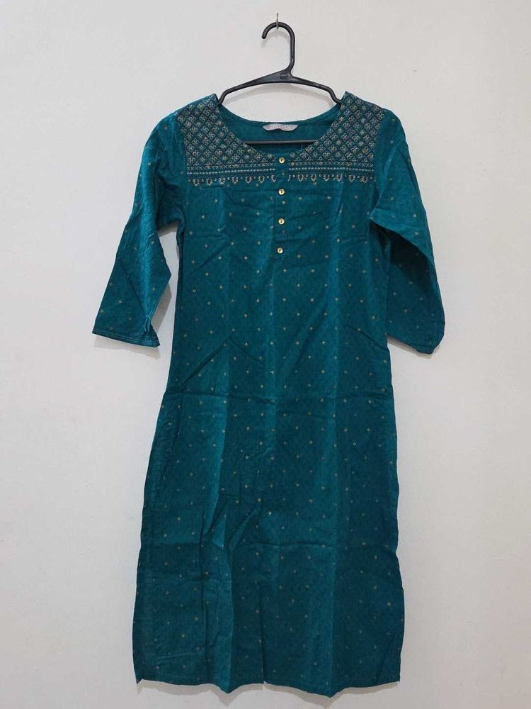 size s Avaasa Teal Printed Kurta