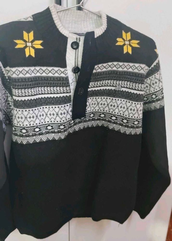 Vintage Patterned Knit Sweater for men