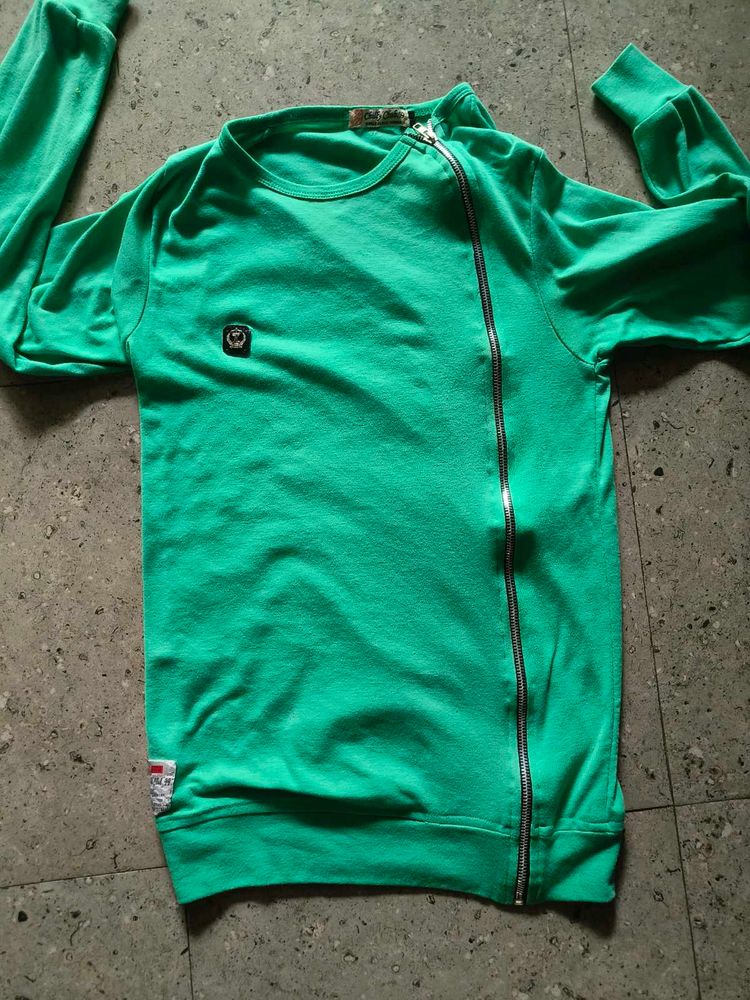 Green Zip Detail Sweatshirt