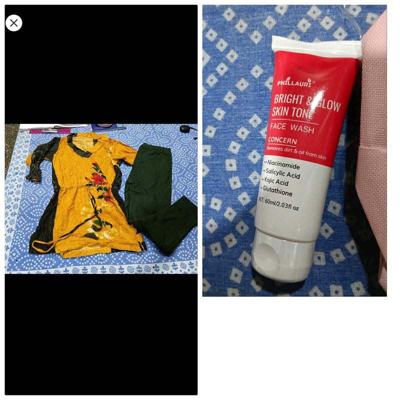 yellow floral top g pants and new face wash fr