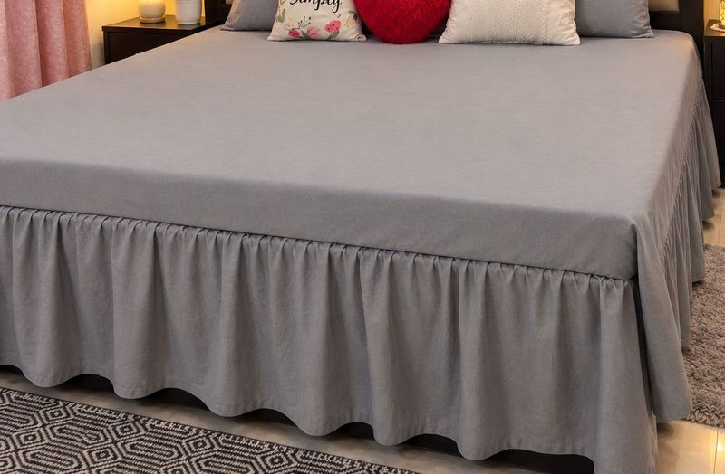 Grey Bedsheet double bed without pillow cover
