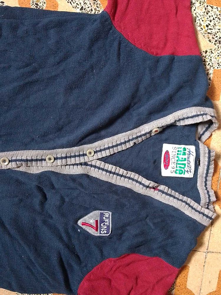 Men's V-Neck Button-Up Sweater