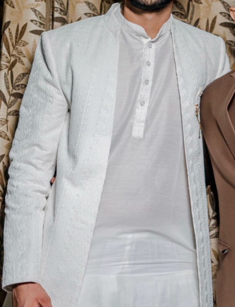 Men's White Ethnic indo western with Kurta Set