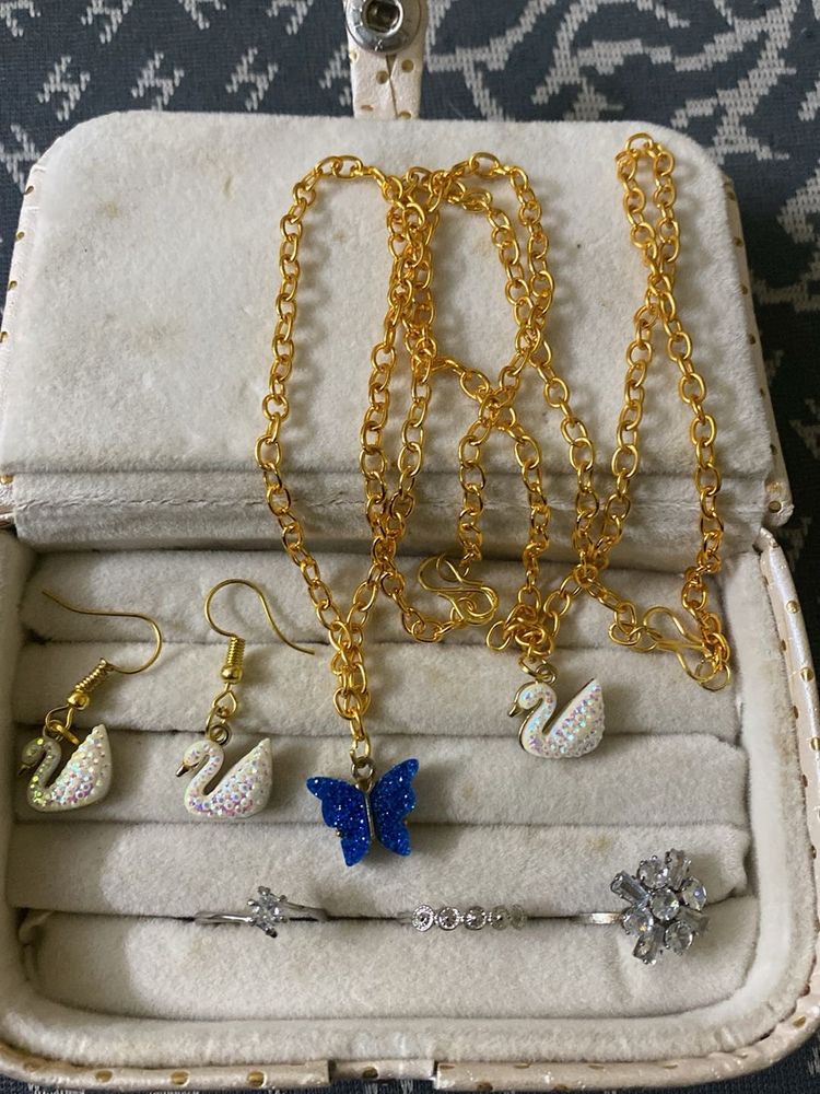 Charming Jewelry Set with Butterfly &amp; Swan