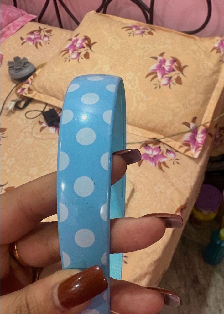 Blue Polka Dot and stone hairband