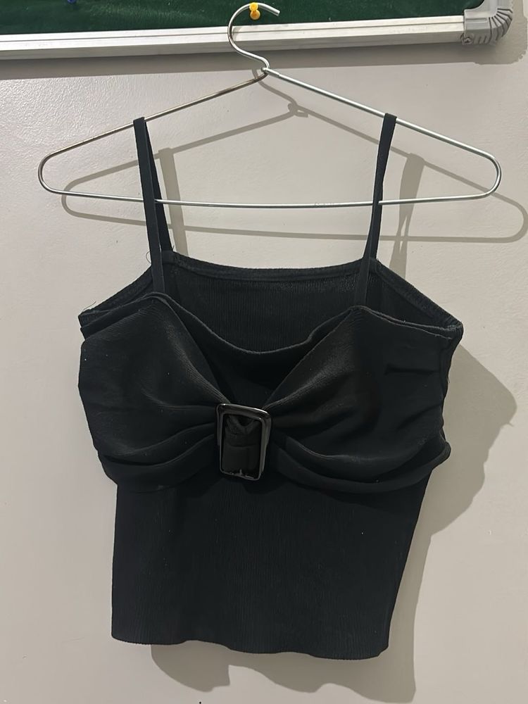 Black Cropped Camisole Top