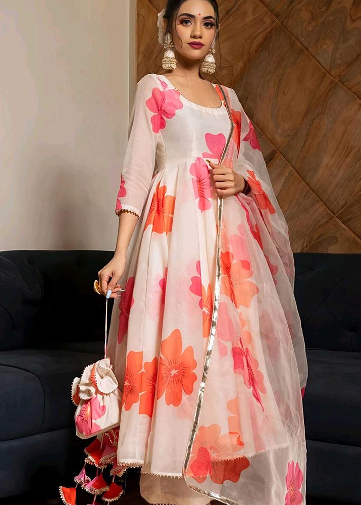 🤍🩷🧡 Kurta + Dupatta Set (NEW &amp; Bright White)