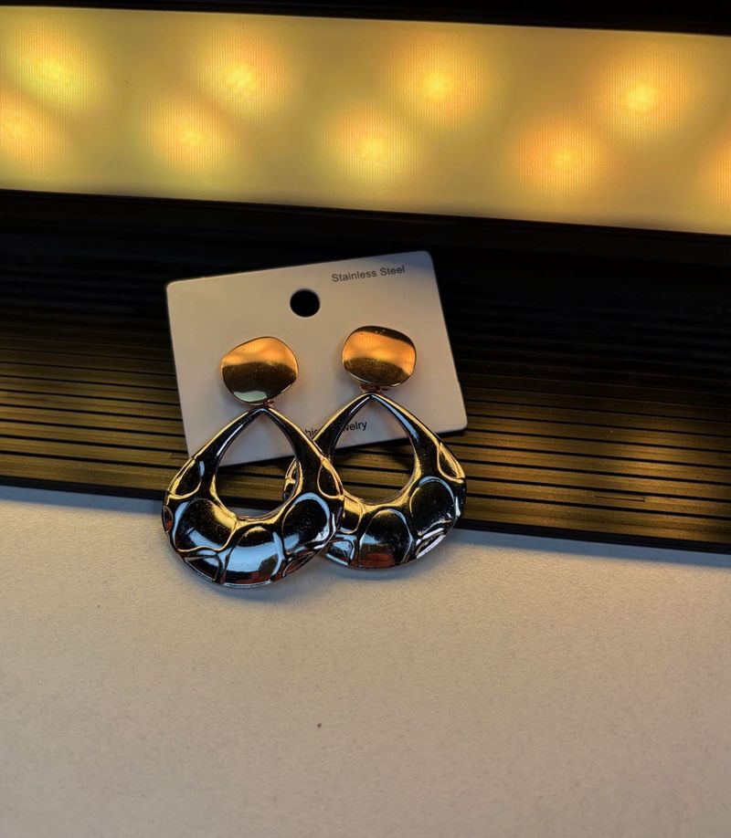 Two-Tone Gold &amp; Silver Chunky Teardrop Statement