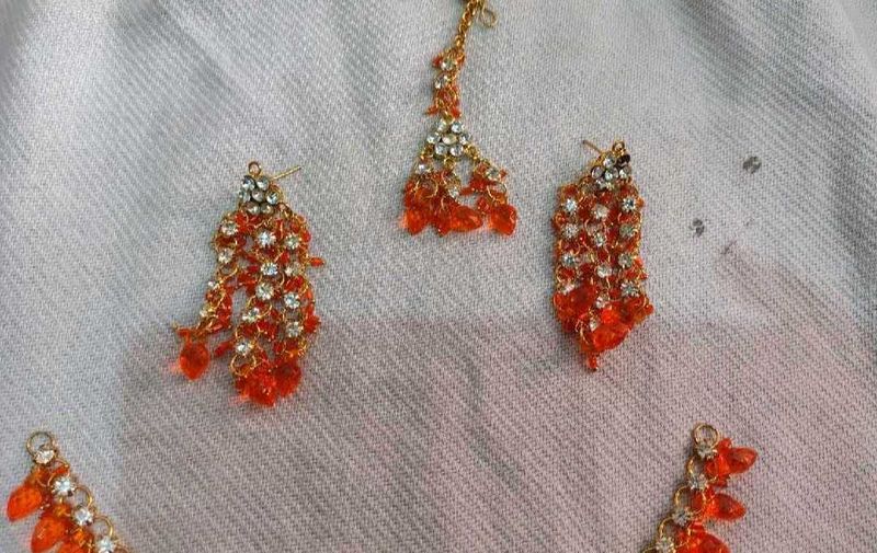 Stunning Orange &amp; Gold Jewellery Set