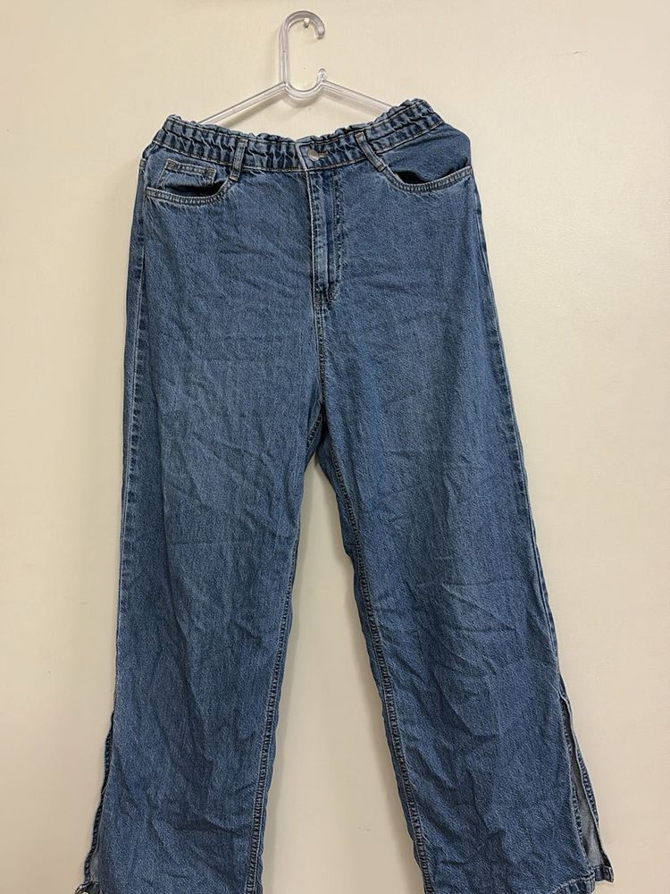 side slits Wide Leg Jeans