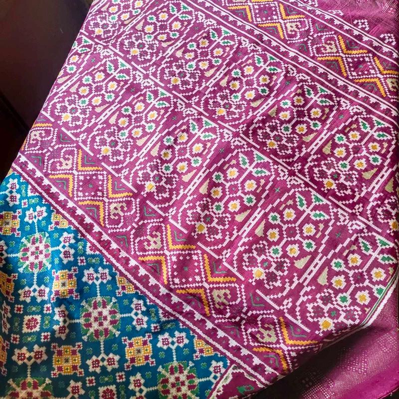 Beautiful Blue Patola Silk Saree