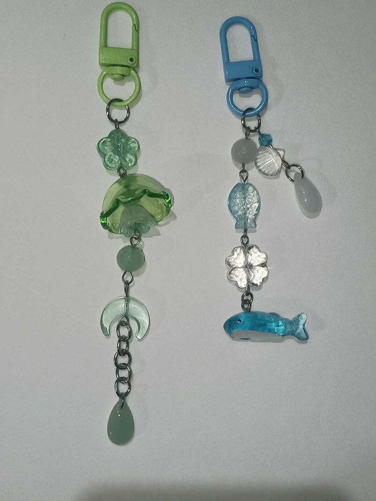 jelly fish and whale keychains