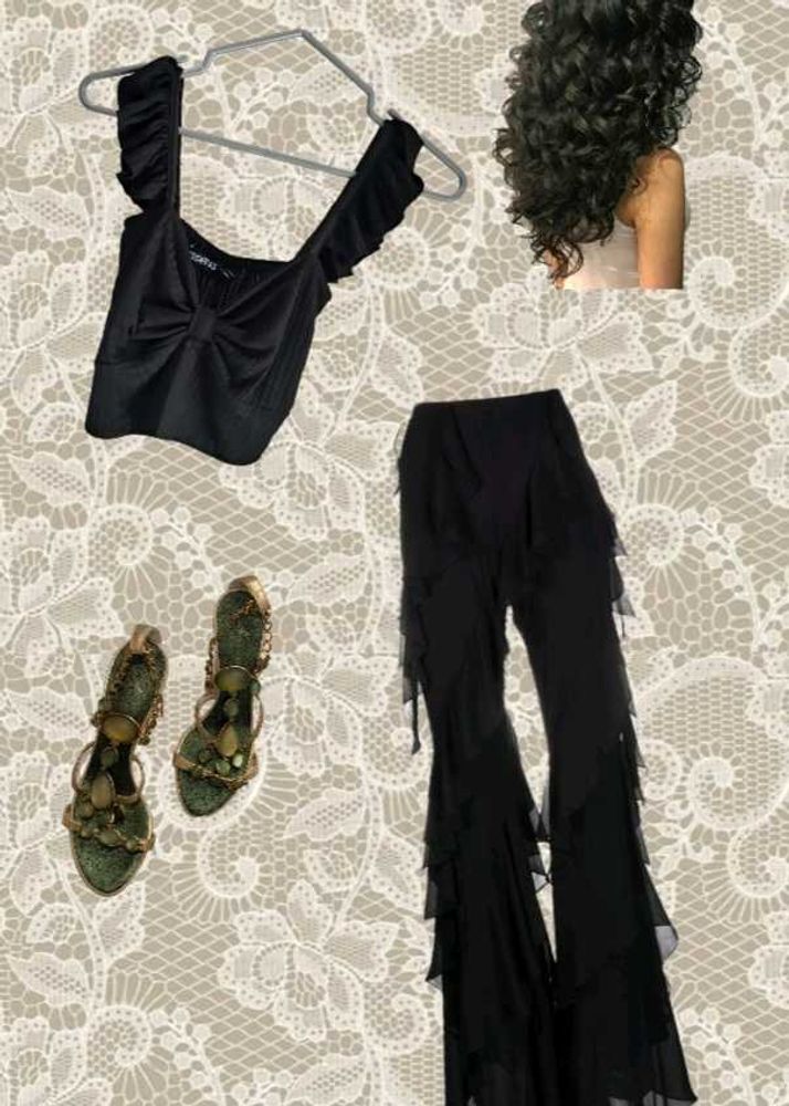 Black Ruffle Top
