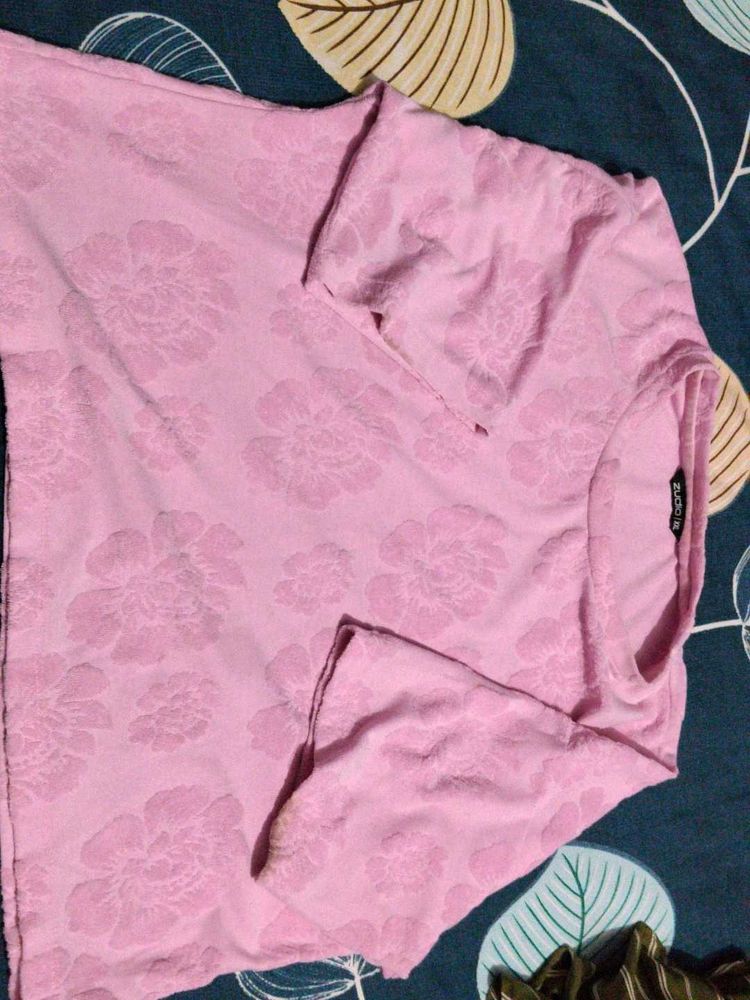 Pink Floral Textured top