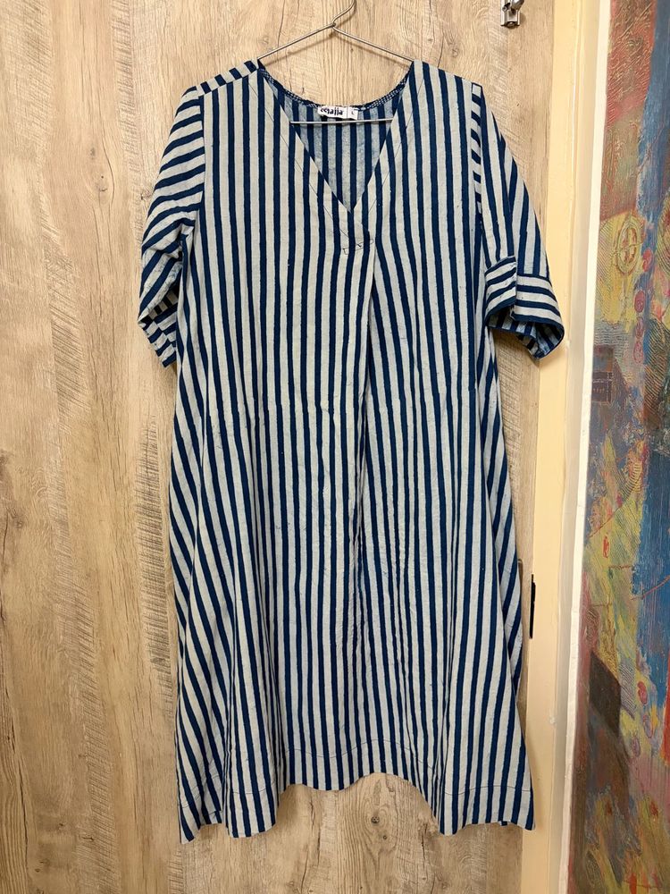 Striped V-Neck Casual Dress