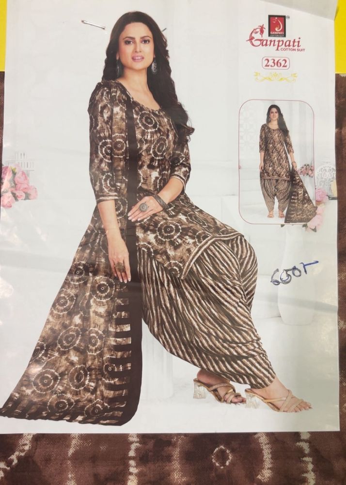 Stylish Printed Unstitched Cotton Suit Set