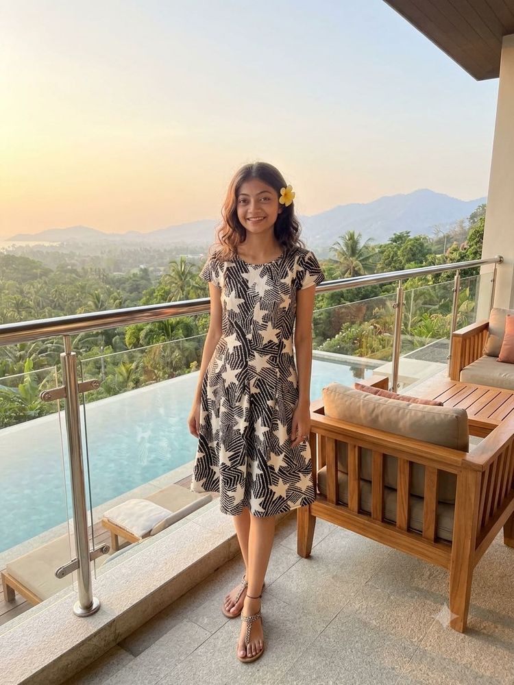 Star Print A-Line Dress