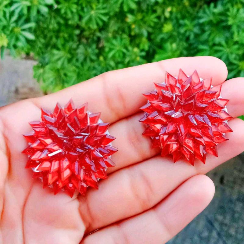 Red Crystal Stud Earrings