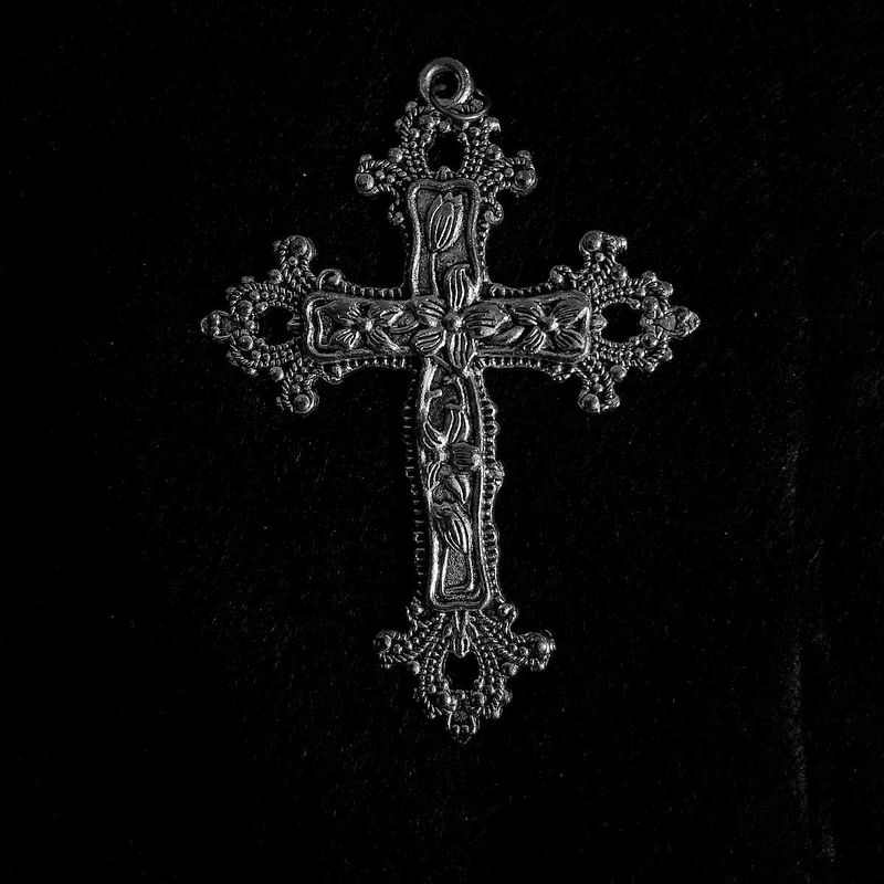 Y2k Flower Cross Silver Metal Pendant for necklace