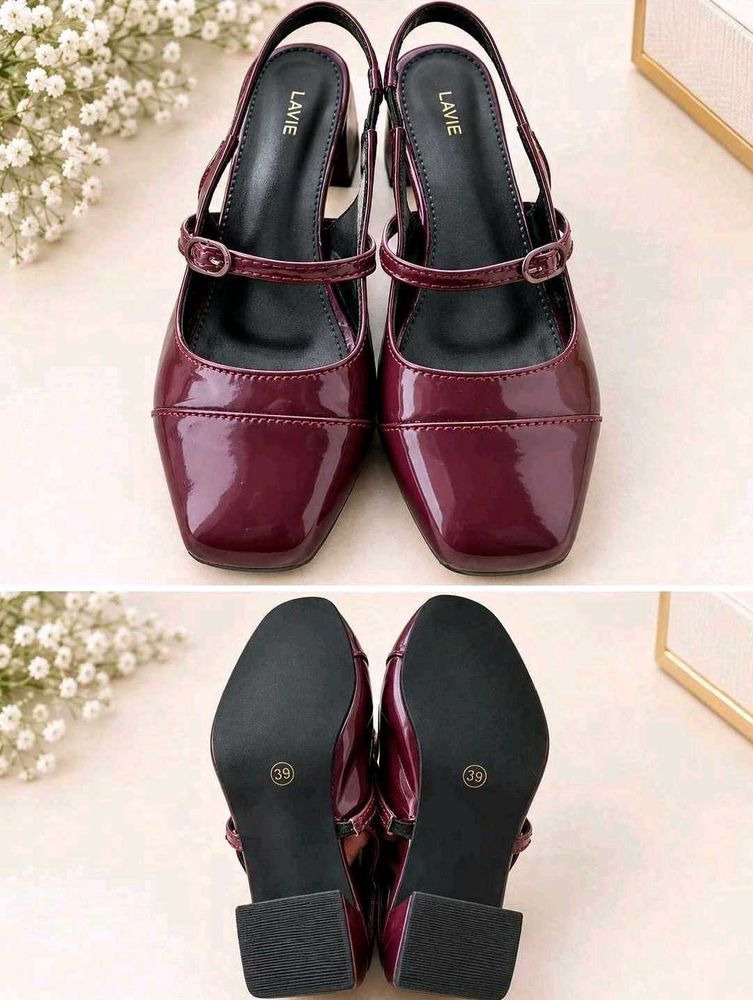 Lavie Burgundy Patent Slingback Heels